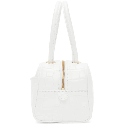Shop By Far White Croc Martin Top Handle Bag In Wh White