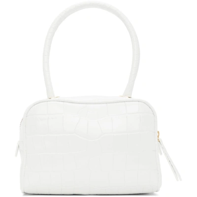 Shop By Far White Croc Martin Top Handle Bag In Wh White