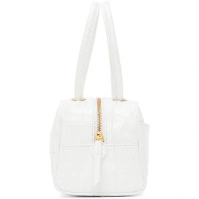 Shop By Far White Croc Martin Top Handle Bag In Wh White