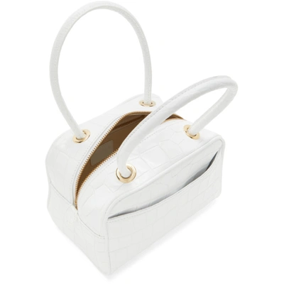 Shop By Far White Croc Martin Top Handle Bag In Wh White