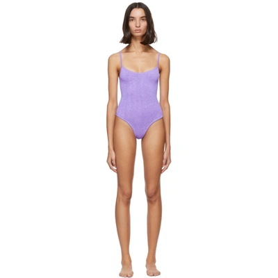 Shop Hunza G Purple Pamela One-piece Swimsuit In Lilac