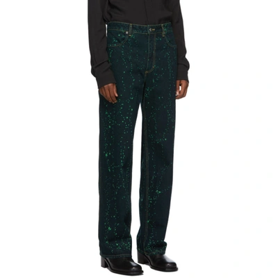 Shop Eckhaus Latta Blue And Green Wide-leg Jeans In Viridispltr