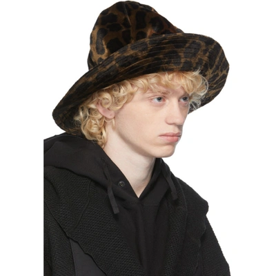 Shop Engineered Garments Brown Velvet Leopard Dome Hat In Wp015 Dkbro