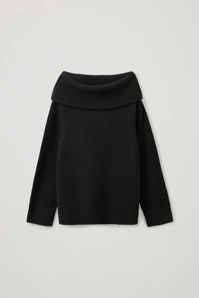 Shop Cos Ribbed Collar Wool-alpaca Top In Black