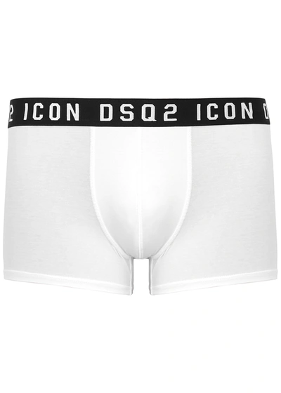 Shop Dsquared2 Icon White Stretch-cotton Boxer Briefs In White And Black