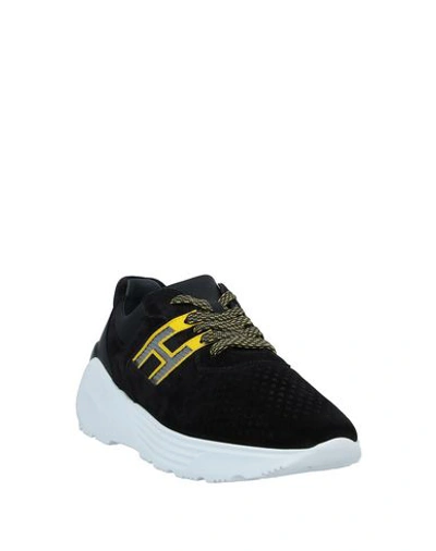 Shop Hogan Man Sneakers Black Size 8 Soft Leather, Textile Fibers