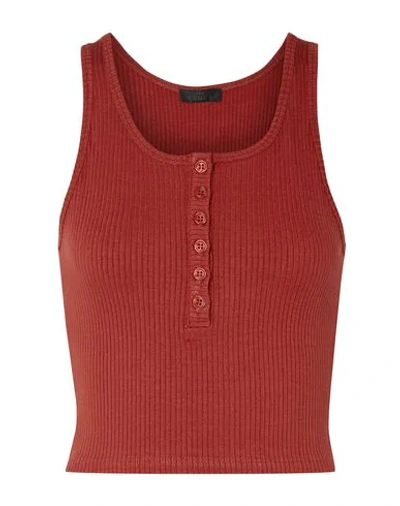 Shop The Range Woman Tank Top Rust Size L Viscose, Elastane In Red