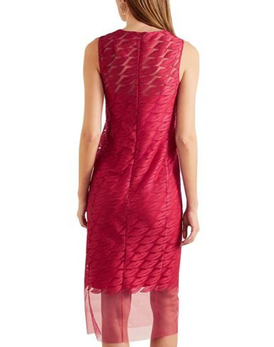 Shop Akris Woman Midi Dress Fuchsia Size 14 Polyester, Mulberry Silk In Pink