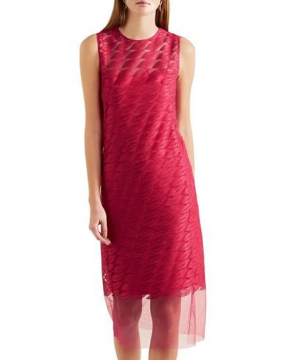 Shop Akris Woman Midi Dress Fuchsia Size 14 Polyester, Mulberry Silk In Pink