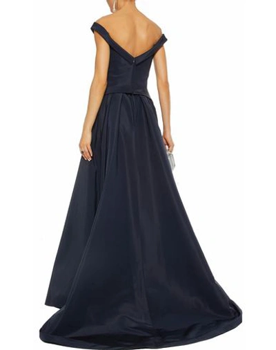 Shop Zac Posen Long Dress In Dark Blue
