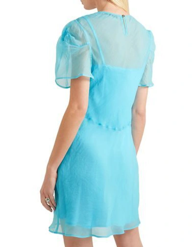 Shop Maggie Marilyn Woman Midi Dress Turquoise Size 6 Silk In Blue