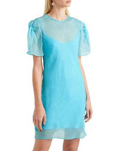Shop Maggie Marilyn Woman Midi Dress Turquoise Size 6 Silk In Blue