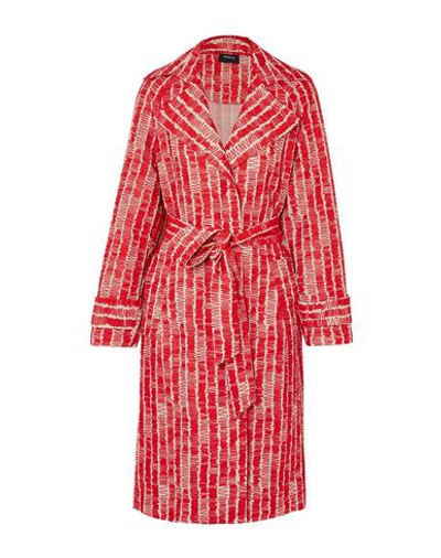 Shop Akris Woman Overcoat & Trench Coat Red Size 10 Cotton, Polyester