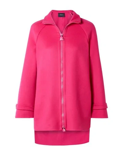 Shop Akris Woman Coat Fuchsia Size 10 Cashmere In Pink