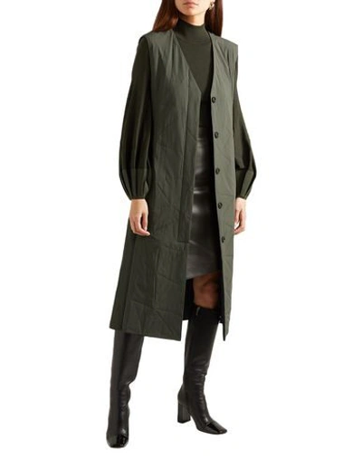Shop Akris Woman Coat Military Green Size 12 Polyamide, Elastane