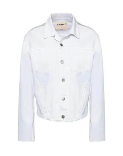 Shop L Agence Denim Outerwear In White