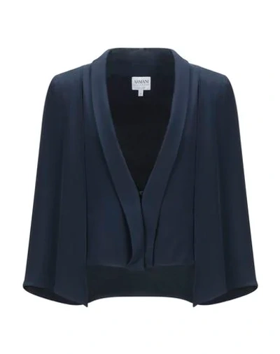 Shop Armani Collezioni Suit Jackets In Dark Blue