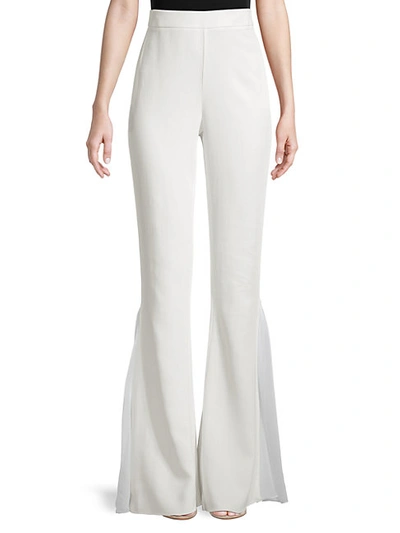 Shop Cushnie Chiffon-trimmed Flare Trousers In White