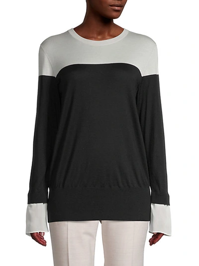 Shop Akris Cashmere & Silk Twofer Sweater In Black