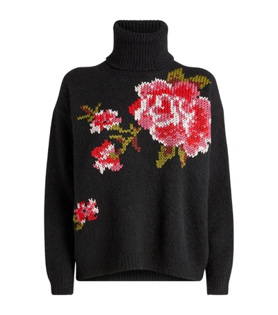 Shop Red Valentino Floral Crochet Rollneck Sweater