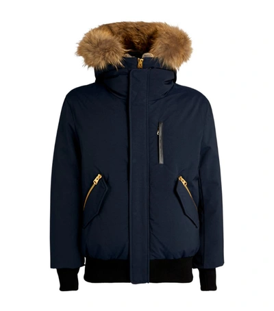 Shop Mackage Fur-trim Dixon Bomber Jacket In Navy