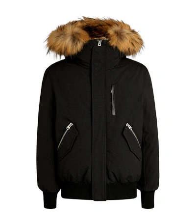 Shop Mackage Fur-trim Dixon Bomber Jacket In Black