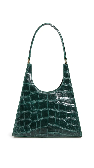 Shop Staud Rey Bag In Ivy Green Faux Croc