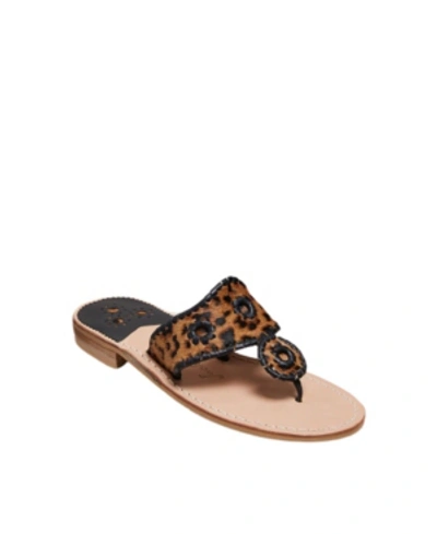 Shop Jack Rogers Women's Haircalf Flat Sandal In Leopard Print