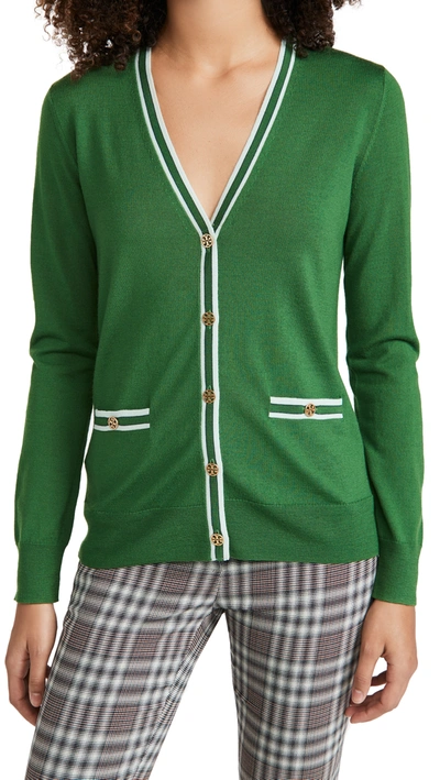 Shop Tory Burch Colorblock Madeline Cardigan In Terrace/clear Mint