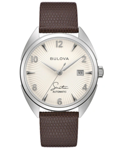 Shop Bulova Men's Frank Sinatra Automatic Brown Leather Strap Watch 39mm