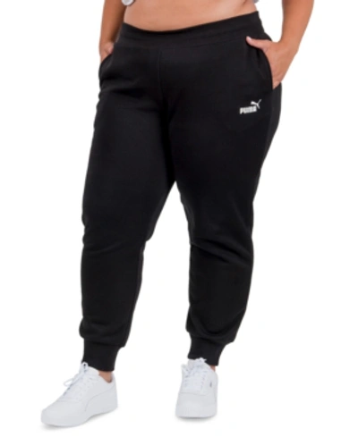 Shop Puma Solid Plus Size Fleece Jogger Pants In Cotton Black