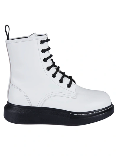 Shop Alexander Mcqueen Classic Hi-top Lace Up Boots In White/black