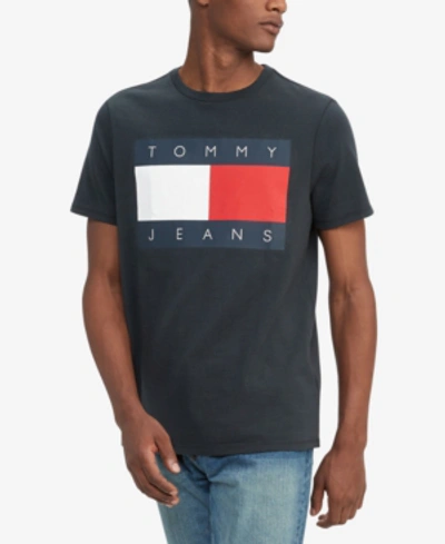 Shop Tommy Hilfiger Men's Tommy Jeans Logo T-shirt In Black Iris