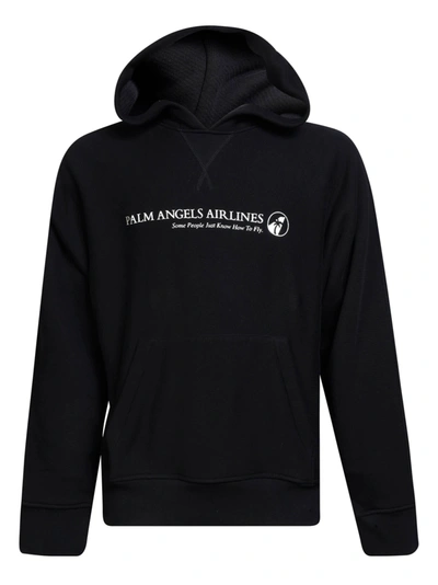Shop Palm Angels Airlines Kimono Hoodie In Black/white