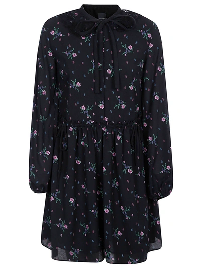 Shop Pinko Floral Print Dress In Black/pink