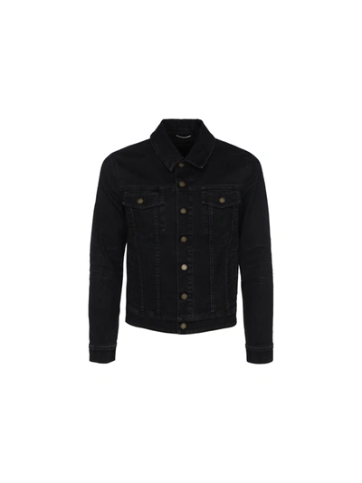 Shop Saint Laurent Denim Jacket In Black Light Coated