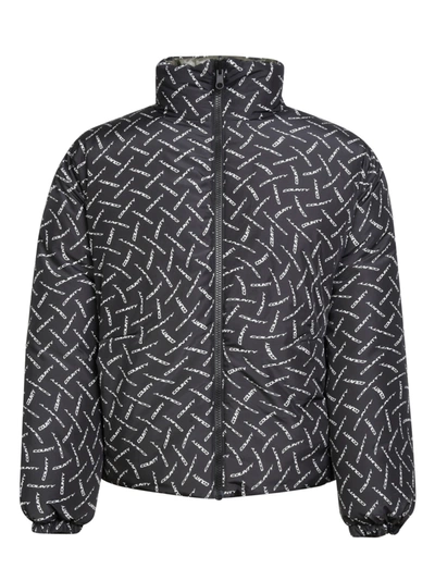 Shop Marcelo Burlon County Of Milan All-over County Rvrs Down Jacket In Black/army