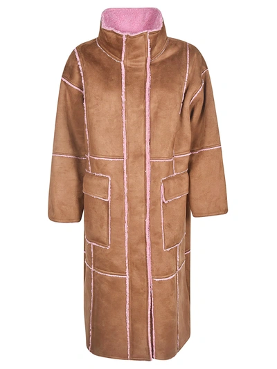 Shop Stand Studio Aria Coat In Brown/pink