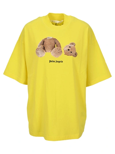 Shop Palm Angels Bear Oversize T-shirt In Yellow