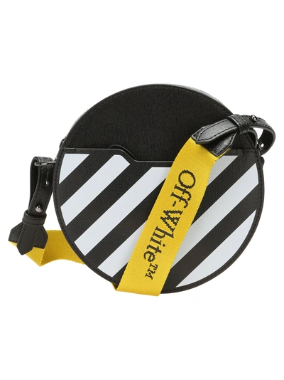 Shop Off-white Off White Diagonal Stripe Round Bag In Black