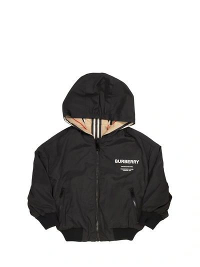 Shop Burberry Tommy Reversible Icon Stripe Hooded Jacket In Black