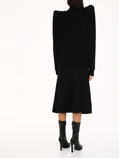 Shop Balenciaga Over Shoulder Pads Sweater In Black