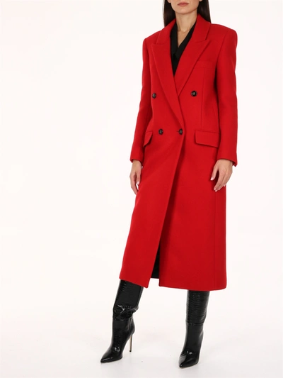 Shop Saint Laurent Cashmere Coat Red