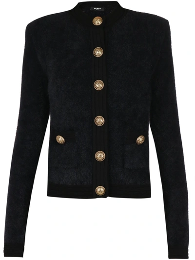 Shop Balmain Cardigan With Buttons In Black