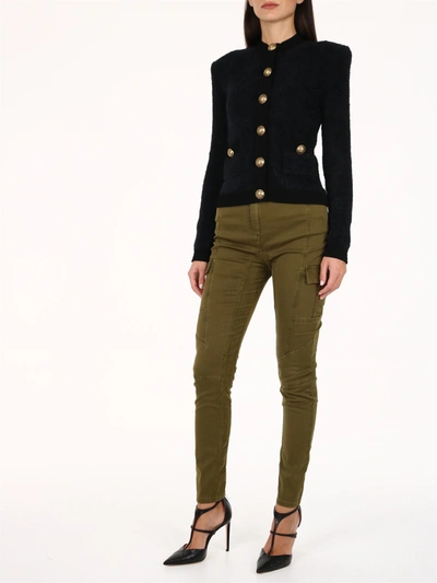 Shop Balmain Cardigan With Buttons In Black