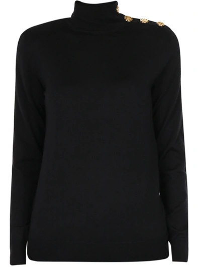 Shop Balmain Sweater With Buttons Black
