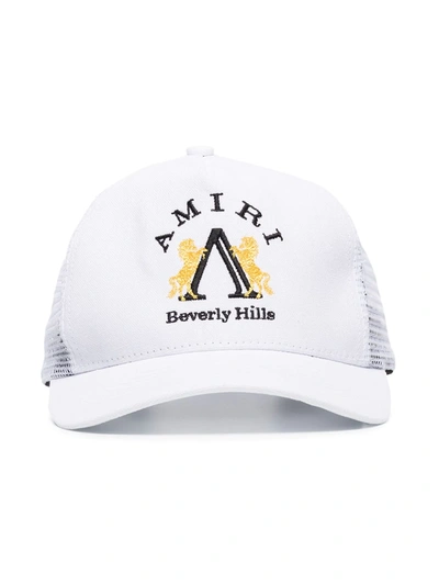 Shop Amiri Logo-embroidered Trucker Cap In White