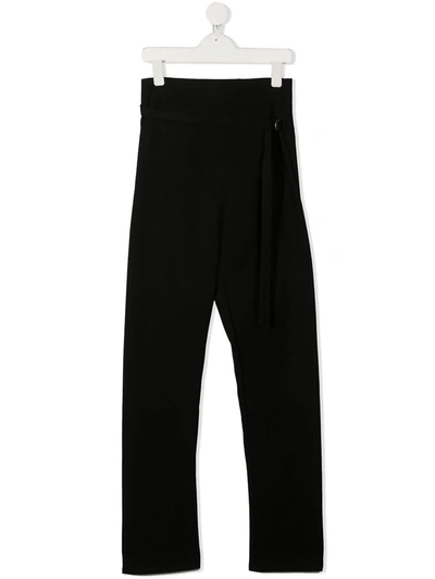 Shop Anja Schwerbrock Teen Belted Straight Trousers In Black