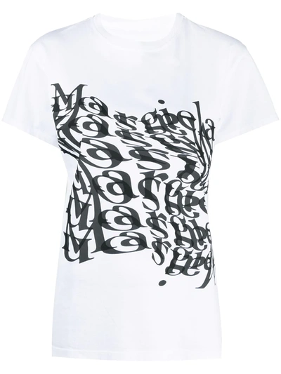 Shop Maison Margiela Distorted-logo T-shirt In White
