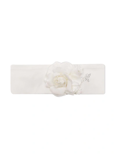 Shop Monnalisa Floral Appliqué Rhinestone Headband In White